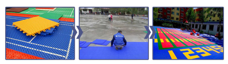 Moisture Proof Outdoor Sports Surfaces Colorful Interlocking No Bulging