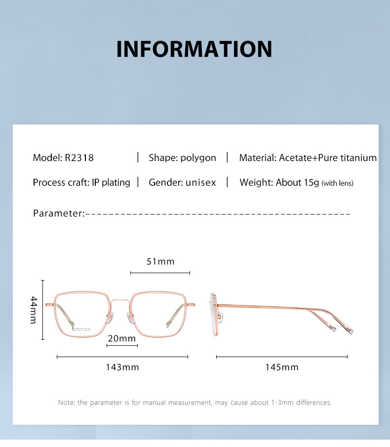 Optical Lens Acetate Titanium Glasses Customizable Box Glasses Frame Universal