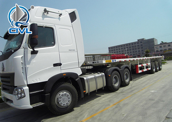 40 Foot High Flatbed Semi Truck Trailer 3 FUWA Axles For Carry Container Cement Bags