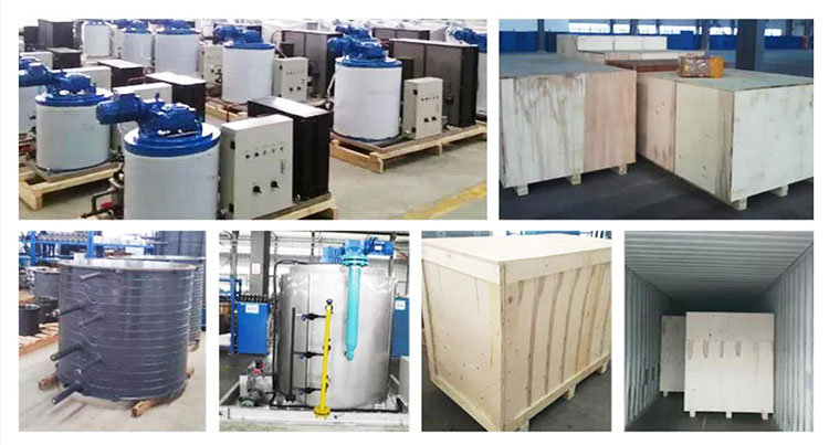 Small 1100 Kg Commercial Flake Ice Making Machine For Fish 19.94 kw