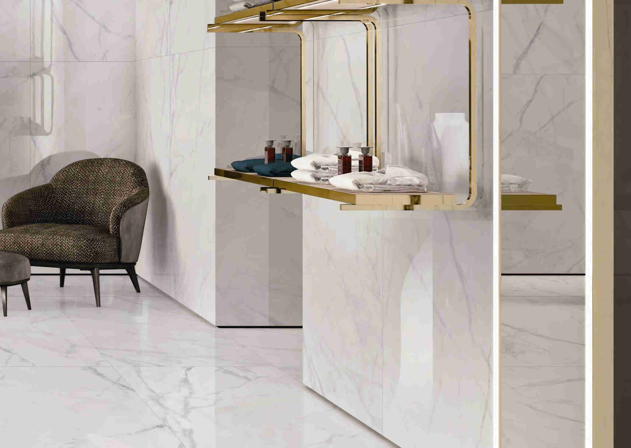 Full Glazed Marble Effect Ceramic Floor Tiles Customized / Color / Size / Logo Modern Porcelain Tile