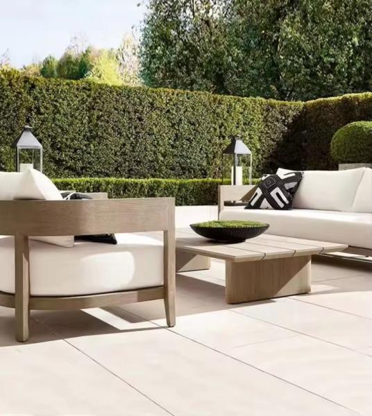 Simple Nordic Outdoor Teak Aluminum Furniture Garden Sofa Chairs Anti Corrosion