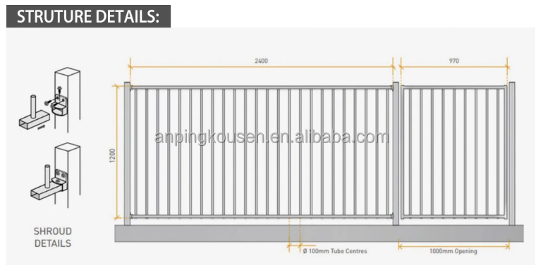 3m Black Aluminum Hot Dipped Galvanized Powder Coated Garden Steel Fence Panels With Post