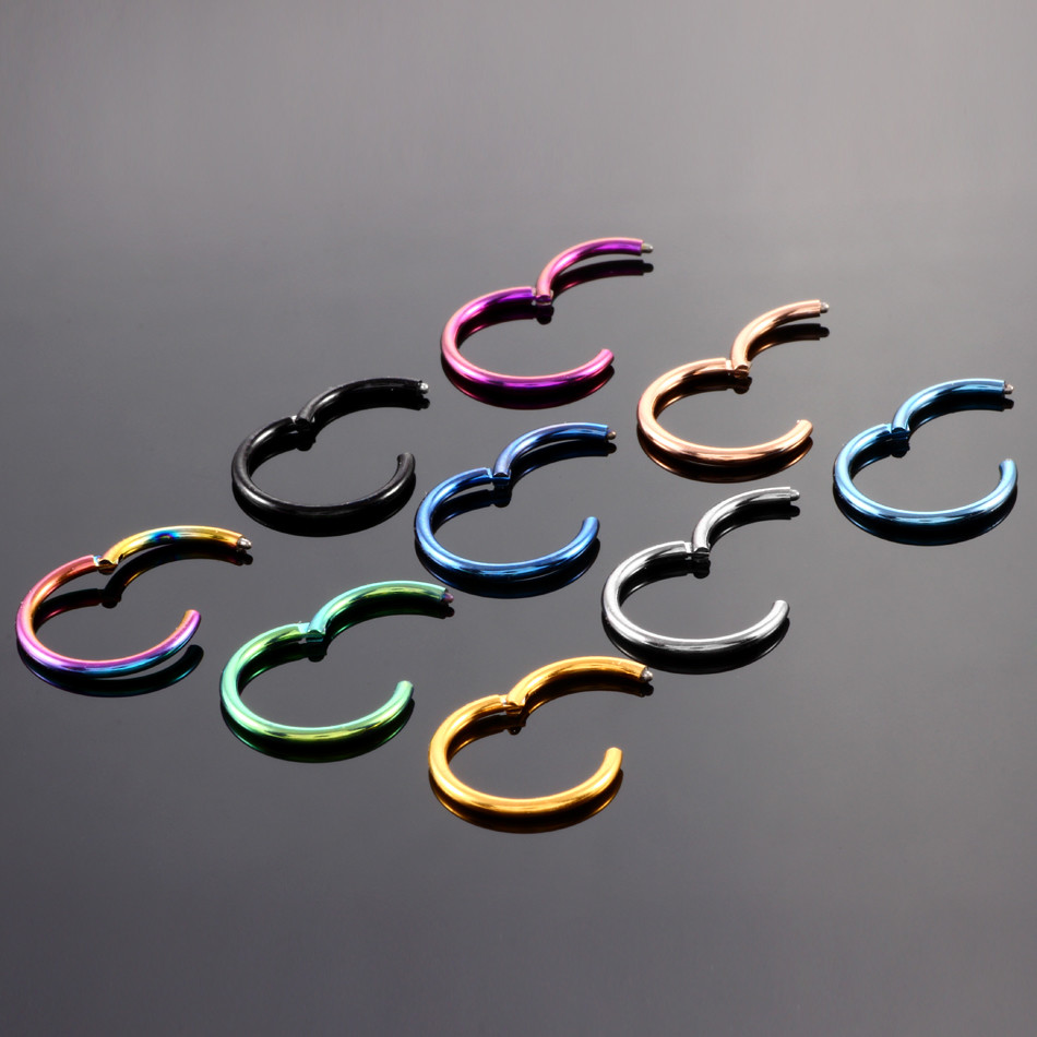 Titanium Hinged Segment Nose Ring 16g&14g Nipple Clicker Ear Cartilage Tragus Helix Lip Piercing Unisex Fashion Jewelry