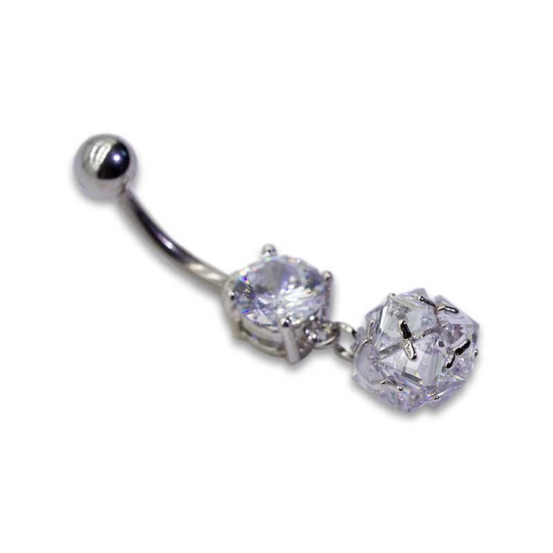 OEM Shiny Zircons Belly Button Piercings Jewelry Curved Silver Belly Bars