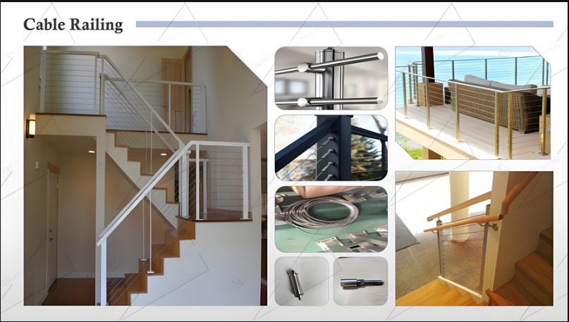 Modern Stair Railing Attached To Wall Rust Proof Coating Indoor Outdoor Safety Guard