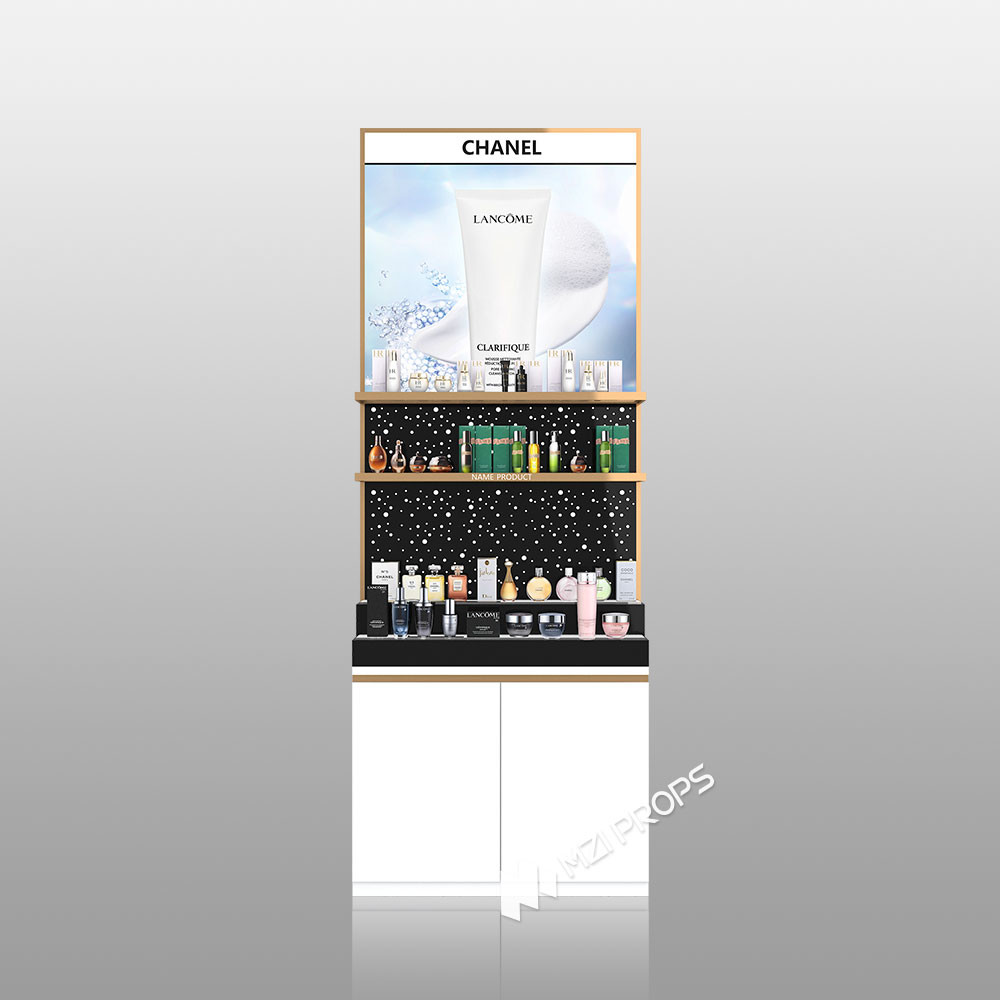 TJiS-B1 U-Shaped Titanium Edging Skincare Display Cabinet with 40mm Softbox