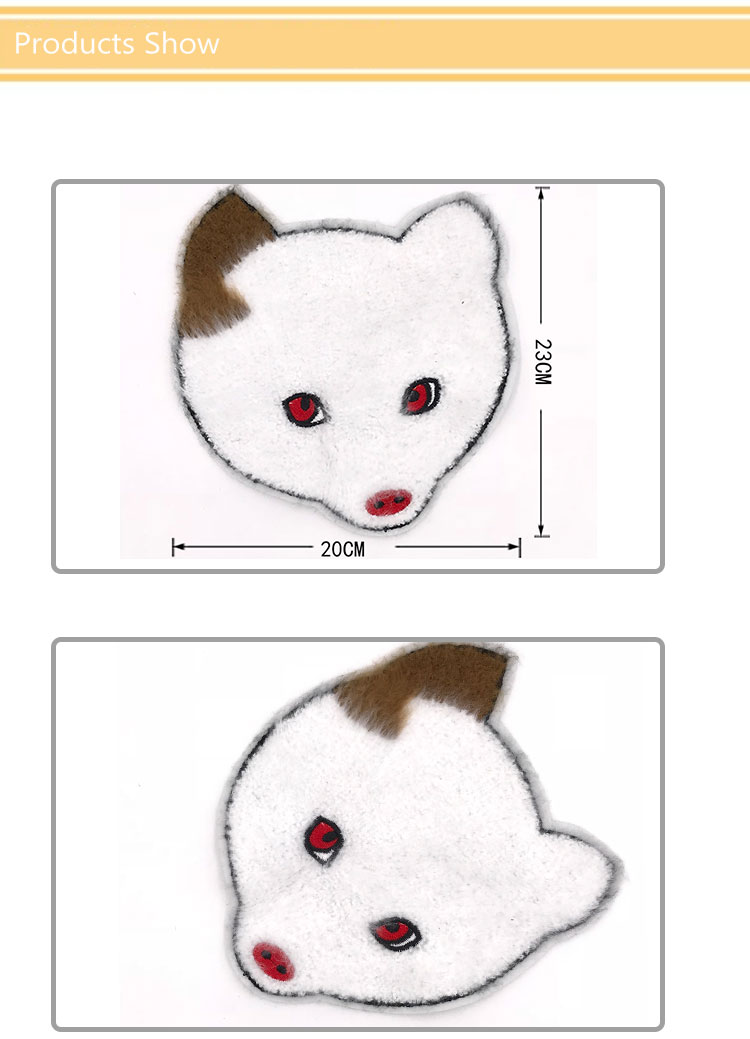 White Fox Custom Chenille Patches Small Animal Handmade Embroidery Technics