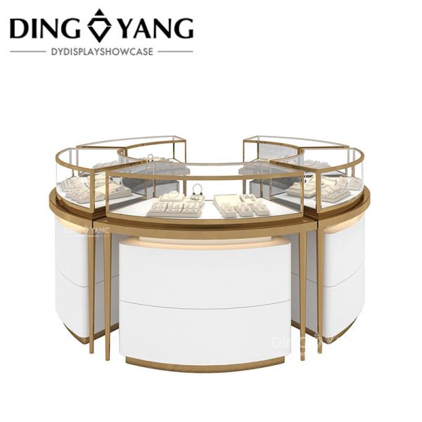 Round Wood Glass Showcase For Jewelry, High End Jewelry Showcase Customization