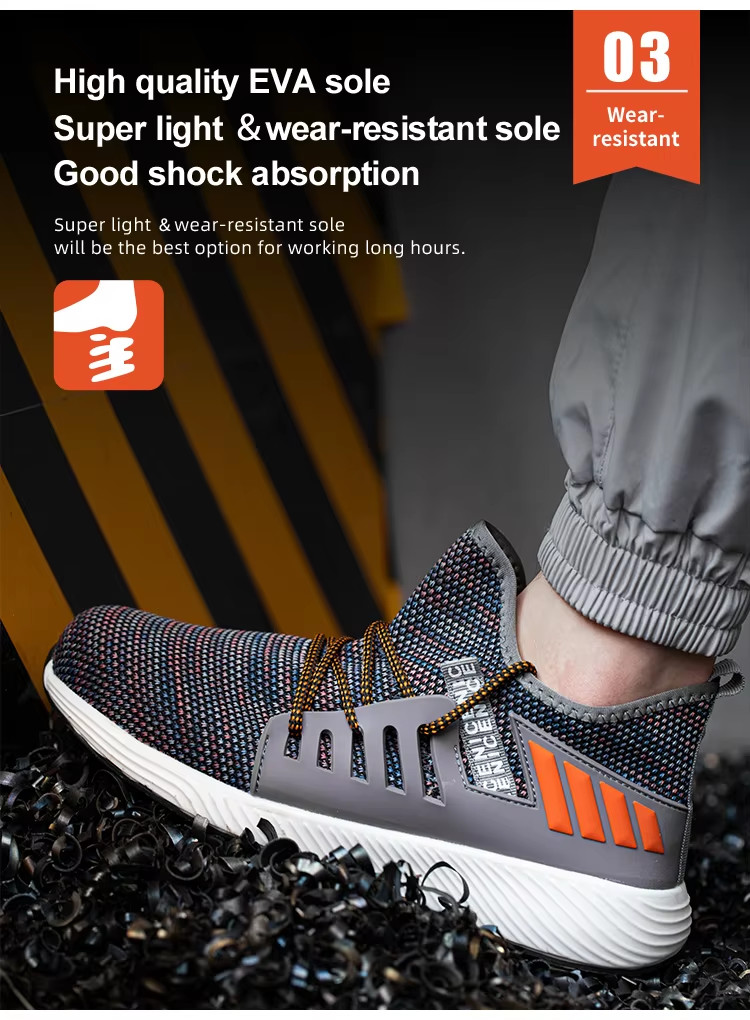 Stylish / Lightweight Steel Toe Sneakers Comfortable Slip Resistant Shoes