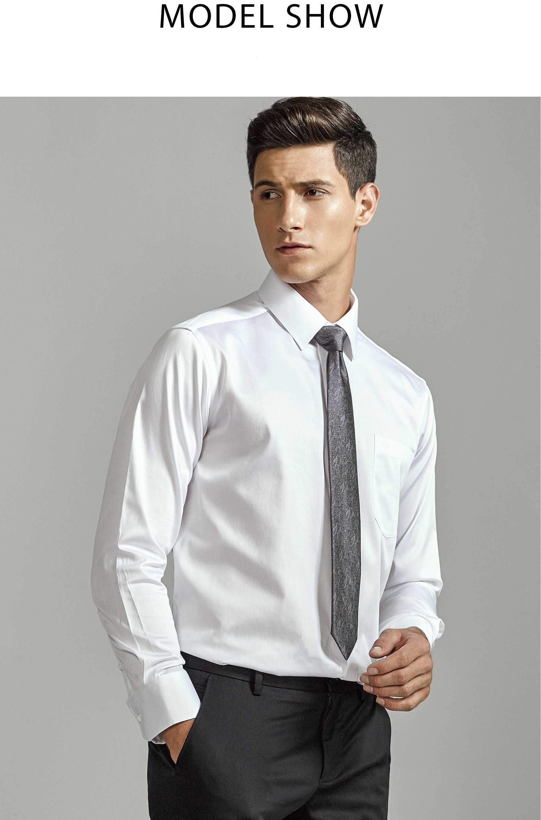 Covered Button Closure Type Long Sleeve Men's Clothing Dress Shirts for and Comfort