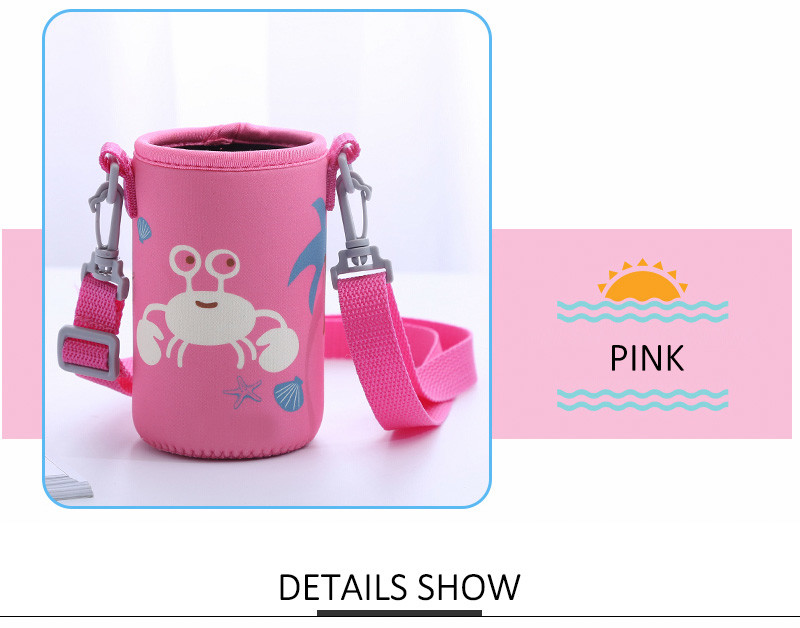 Cartoon Design Insulated Neoprene Baby Bottle Cover With Strap