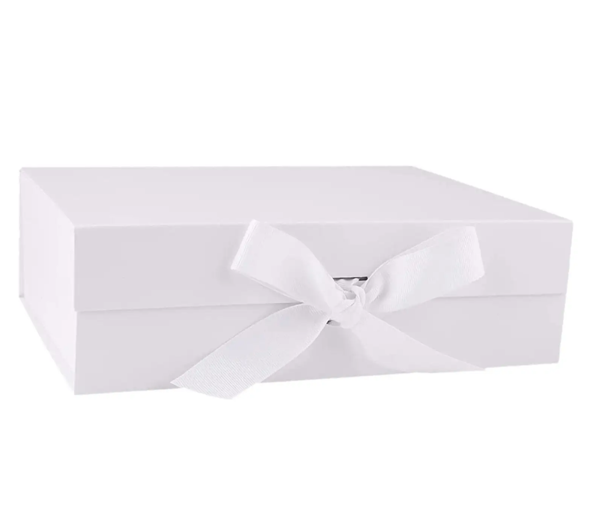 Elegant Customized Paper Packaging Boxes with Variable Color Ribbon and Magnetic Seal