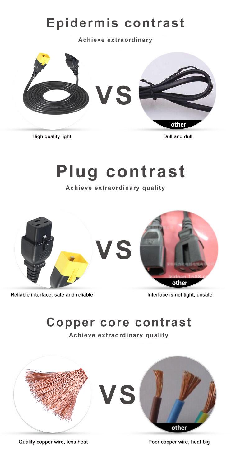 Electric Cable 320 C20 Male To C19 Female Socket Connector 60320 Iec Computer Power Cord
