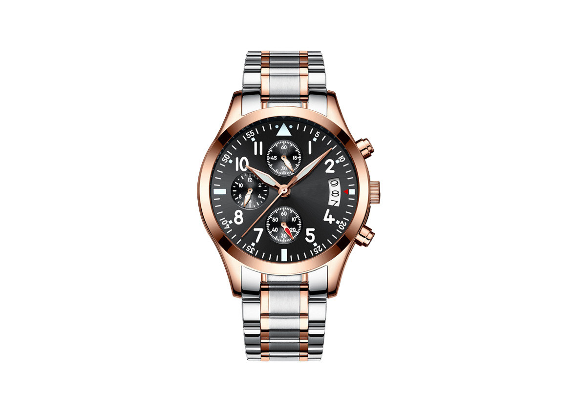 Men'S Chronograph Bracelet Watch , Silver Chronograph Watch Stainless Steel Case