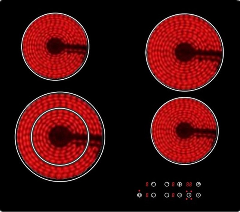 Multifunction 240V Drop In 4 Burner Ceramic Cooktop
