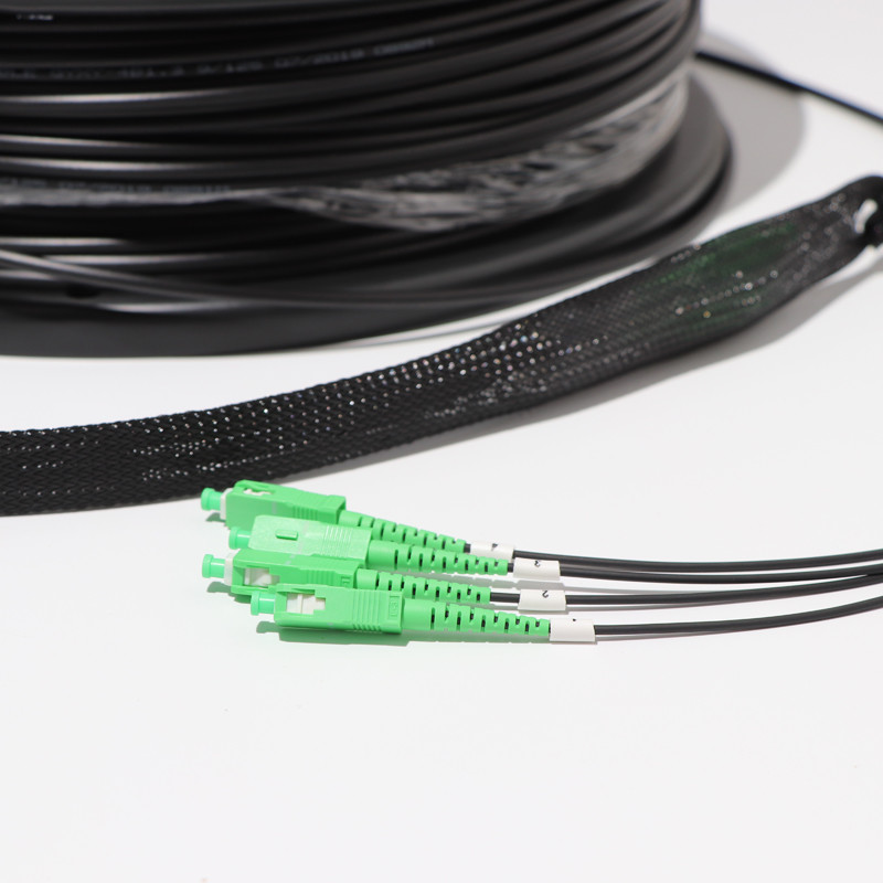 Custom Assemblies Pre Terminated Multi Fiber Cables SC APC Cord With Pulling Sock 4F