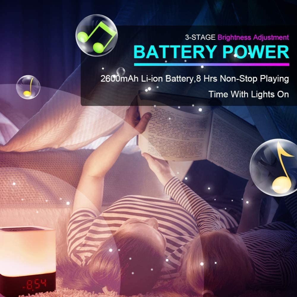 5w 3.7v 2600mAh LED Touch Night Light Wireless Speaker Portable Bedside Lamp 20KHZ