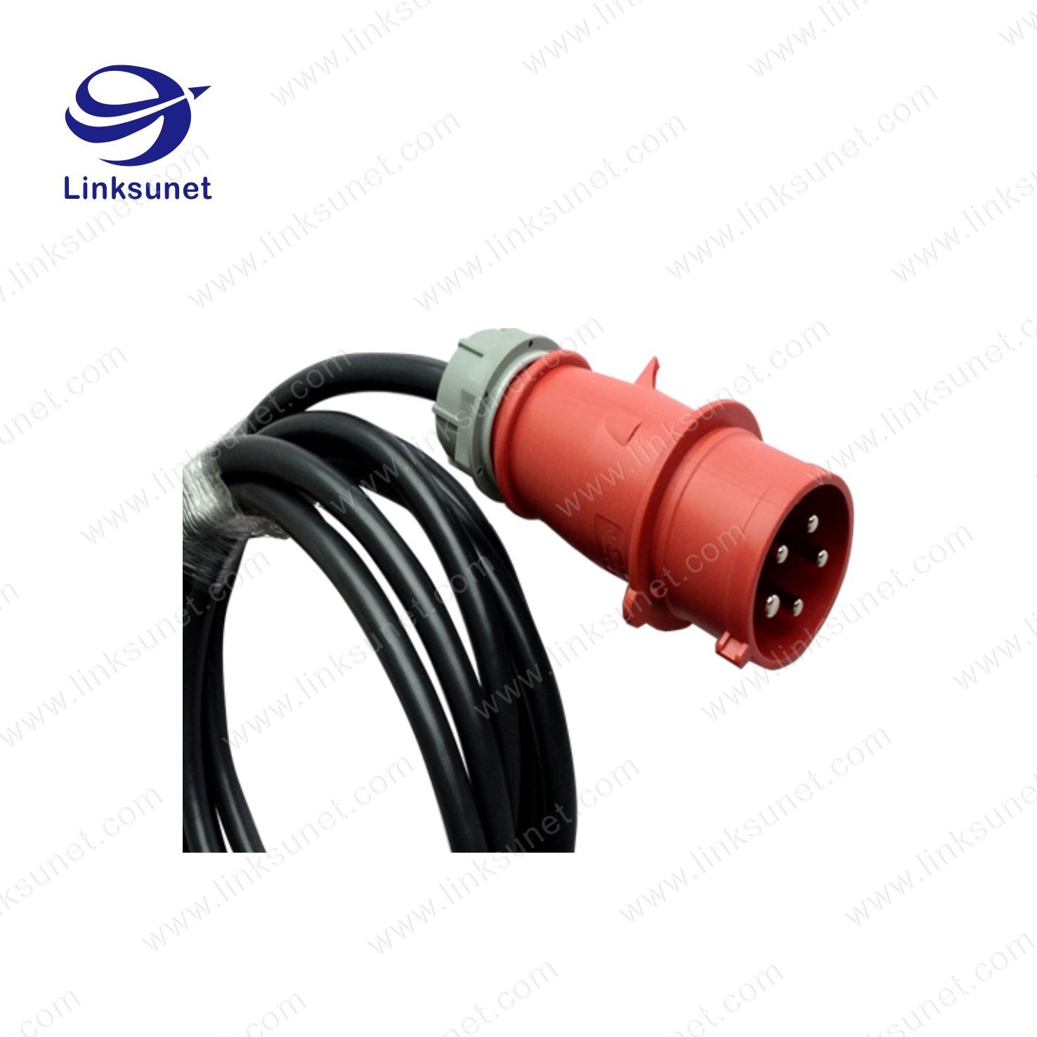 5PIN PE IP44 Plug MN3501 waterproof red / blue connector Industrial Wire Harness