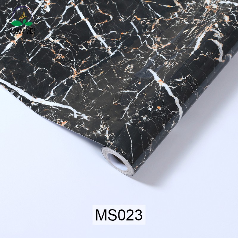 Waterproof Adhesive Wallpaper Stickers for Kitchen Countertop and Bathroom White Marble Granite Design Mildew Proof