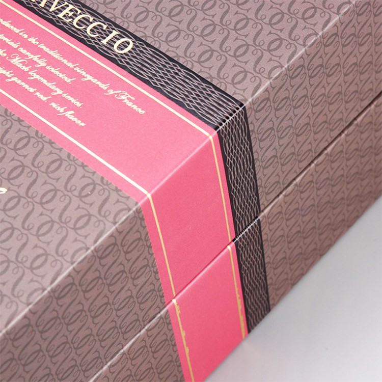 Luxury Recyclable Single Bottle Cardboard Wine Box Art Paper Material Gift