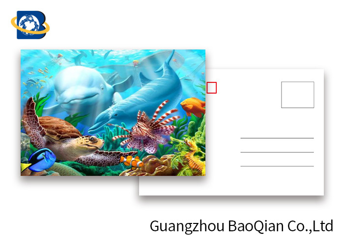 Durable Dolphin 3D Lenticular Postcards CMYK UV Offset Printing Cartoon Design