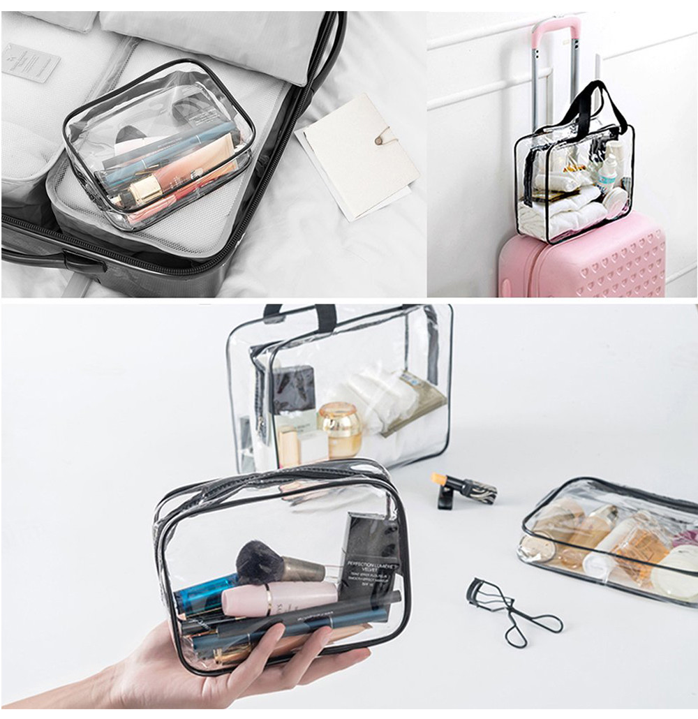 Waterproof Zippered 6 Pack Clear PVC Toiletry Bag With Handle