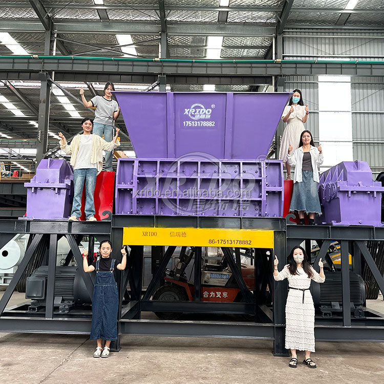 High Efficiency Waste Shredder Machine Automatic Plastic Twin Shaft Shredder