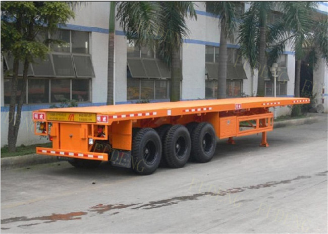 Fudeng tri axles 40ft container shipping flatbed semi trailer