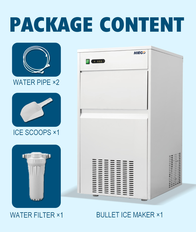 Commercial Counter Nugget Ice Machine 50kg Bullet Ice Making Machine Air Cooling