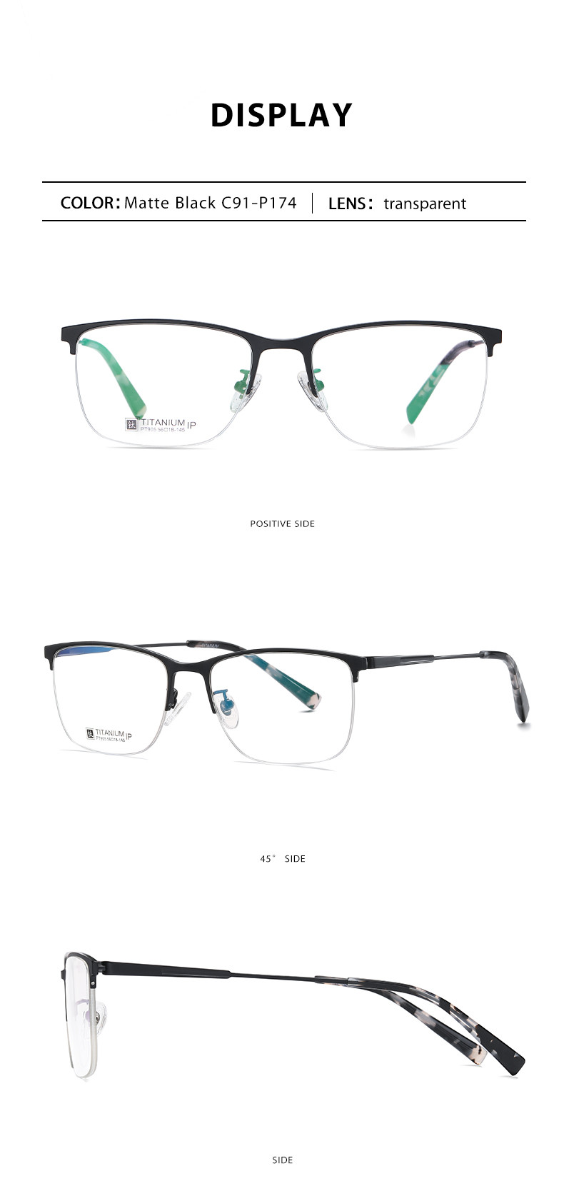 Half Rim Titanium Frame Glasses Unisex For Computer Reading Gaming
