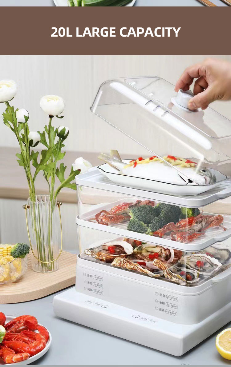 Multifunctional Large Capacity 3 Layer Cooking Steamer Pot Electric Food steamer Pot With Visualization lid