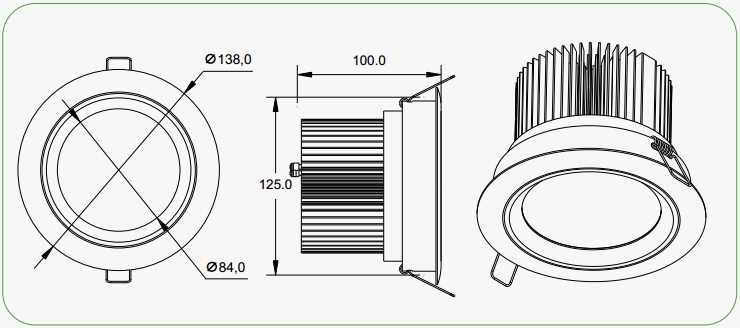 100V - 277V AC COB Led Down Lights 15W Round Fire Proof Fixture Long Warranty 5 Years