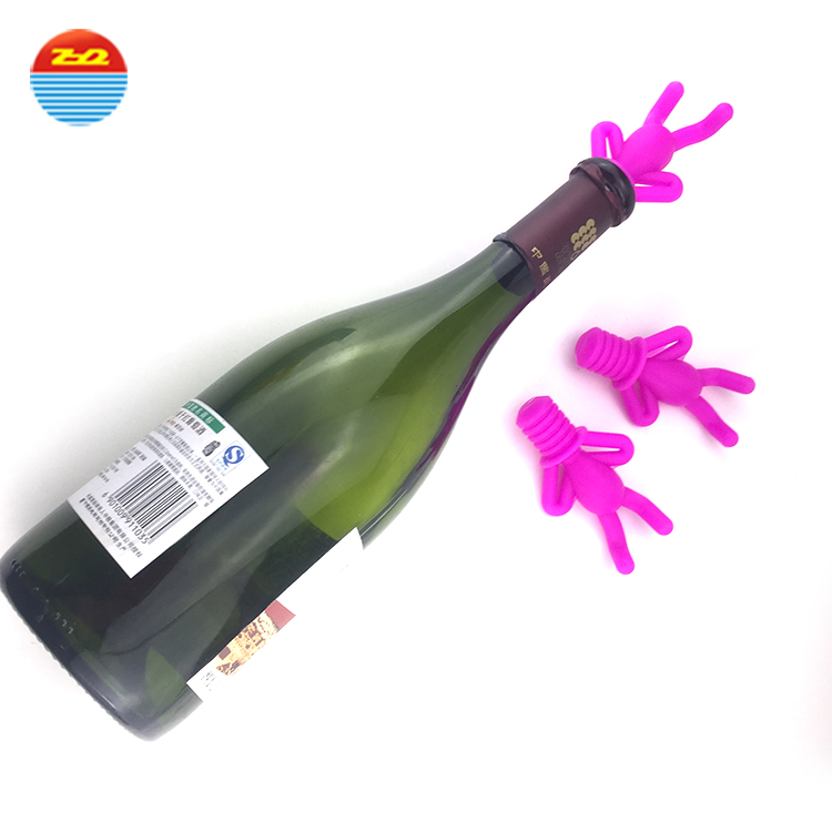 Non Spill Silicone Bar Accessories Decorative Wine Bottle Corks With Holder