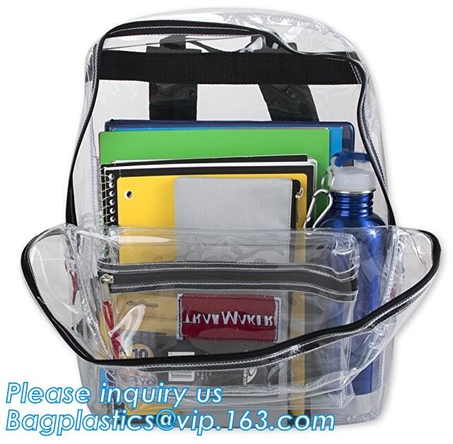 High School Pvc Backpack Bag In Bag In America With Cosmetic Bag, Clear pvc backpack, clear plastic bags, clear backpack