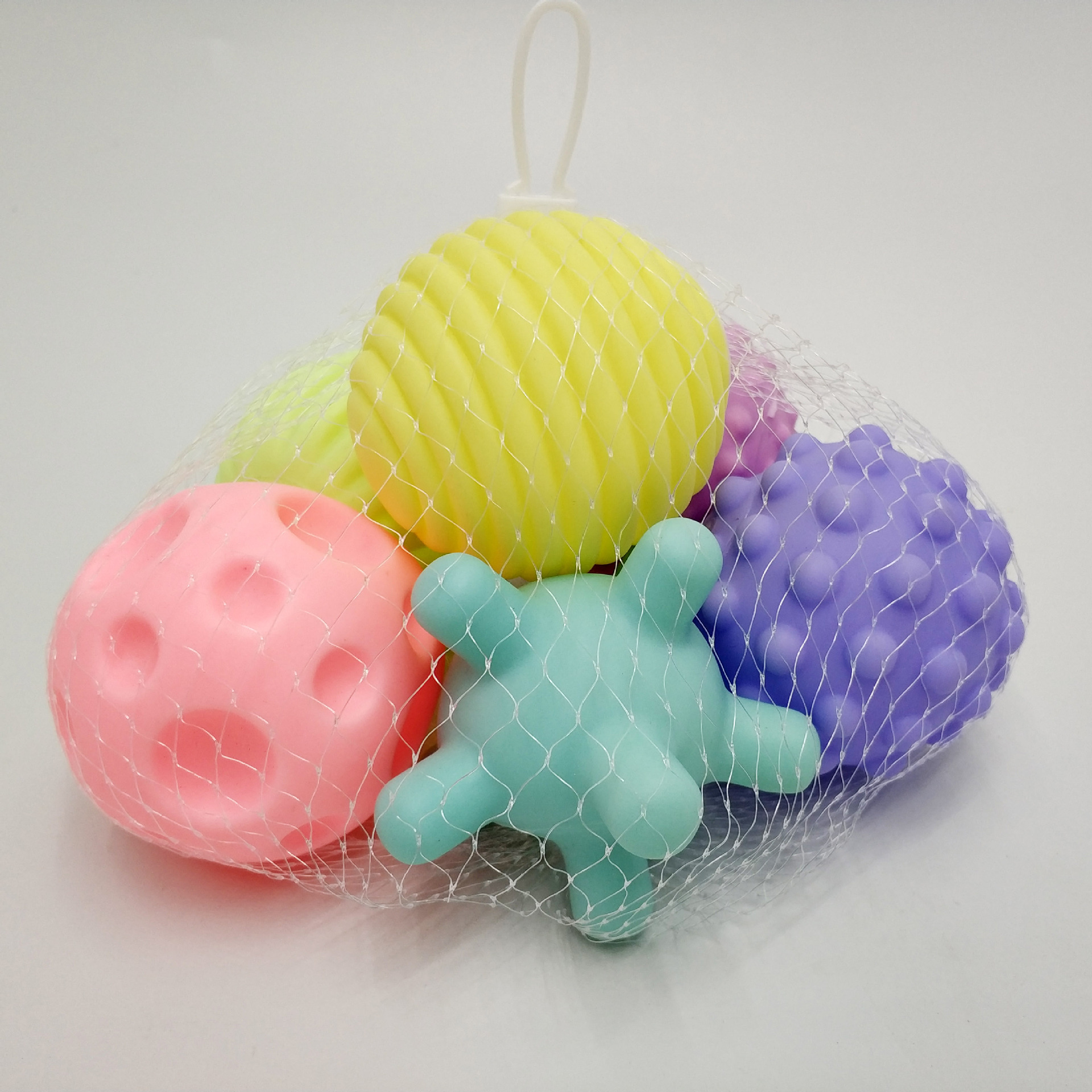 Kid's Instructive Toy Set 6 Piece Hand Grip Soft Vinyl Balls Baby Sensory Touch Squeaky Toys BPA Free PVC for 14 Years up