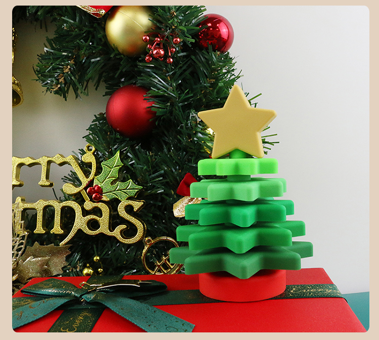 BPA Free Baby Silicone Toys , Christmas Tree Stacker For Kids Teether