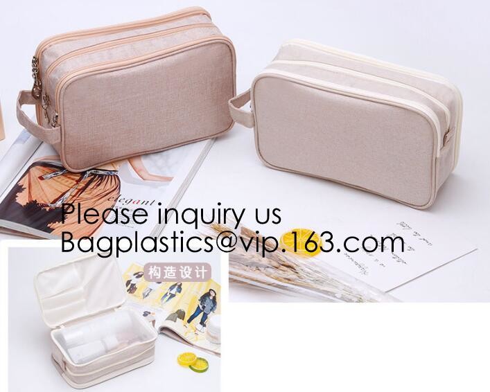 New Fashion Travel Makeup Brush Mesh Cosmetic Bag,Portable Canvas Travel Organizer Cosmetic Bag Toiletry Makeup Wash Bag