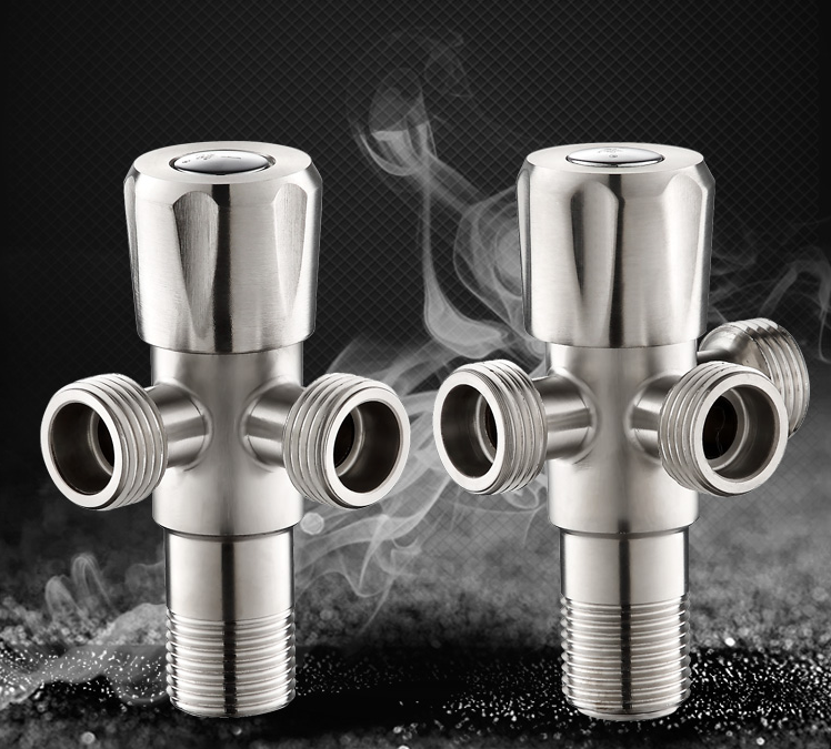 Bathroom Faucet Spout Feature With Diverter Chrome Plated Angle Valve For Faucet Fittings