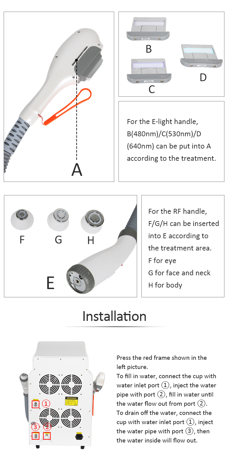 1-10Hz E Light Laser Hair Removal Machine 3 In 1 Multifunctional Elight IPL RF Laser