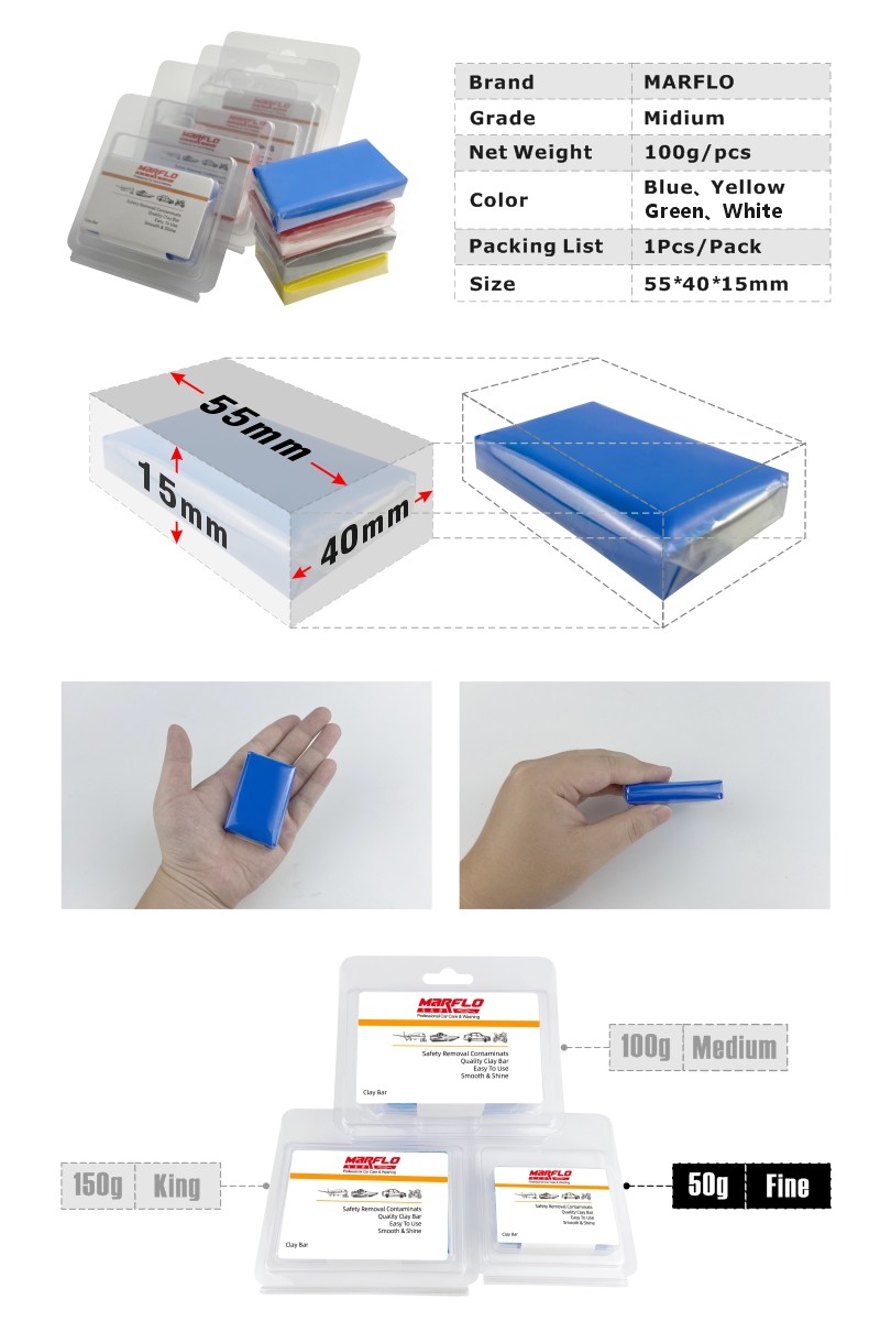 High Effectiveness Grey Synthetic Clay Bar Kit For Car Washing Auto Detailing