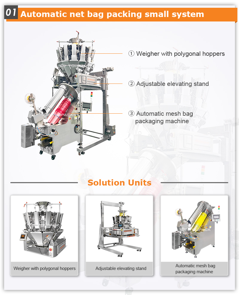 Multihead Weigher Pomegranate Net Bag Clipping Machine Ginger Onion Garlic Mesh Bag Packaging Machine