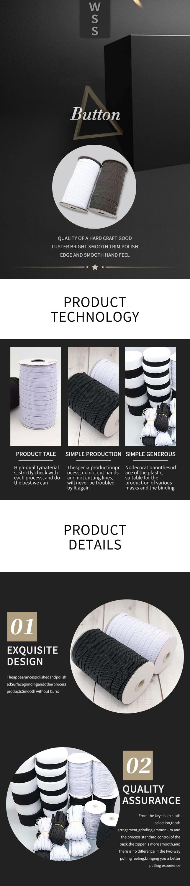 black and white stretchy band tape for garment accessories elastic band tightness cords