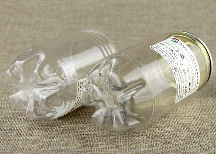 340ml Transparent PET Beverage Cans For Soda / Juice With Aluminum Easy Open Lid