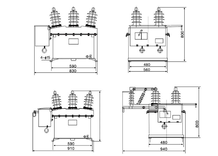 ZW8 Vacuum Circuit Switch 630A Rated Current For Composite Insulation ZW8-12 / 630-20
