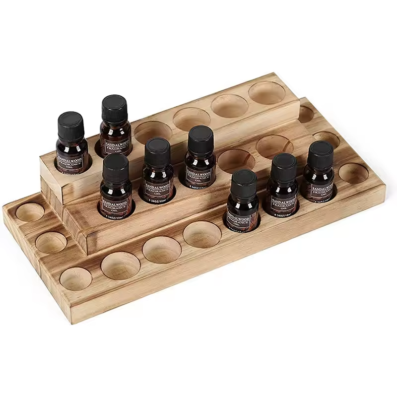 Multifunctional wooden 4-layer essential oil storage shelf display shelf