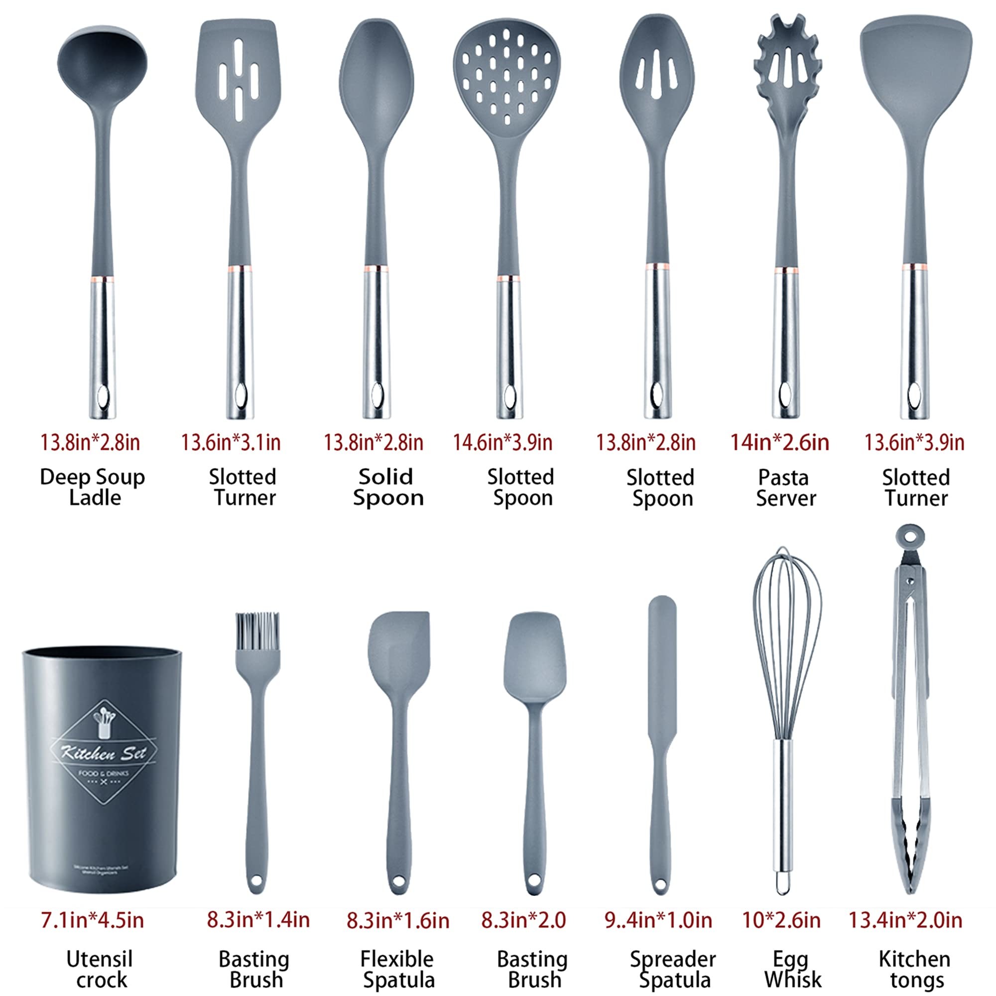 14pcs Kitchen Utensil Set Cooking Utensil Set Non-Stick Kitchen Cookware With Stainless Steel Handle Kitchen Gadgets