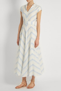 Fashion New Women Blue White Maxi Dress Girls Wrap Dress Ladies Striped Causal Dress For Wholesale