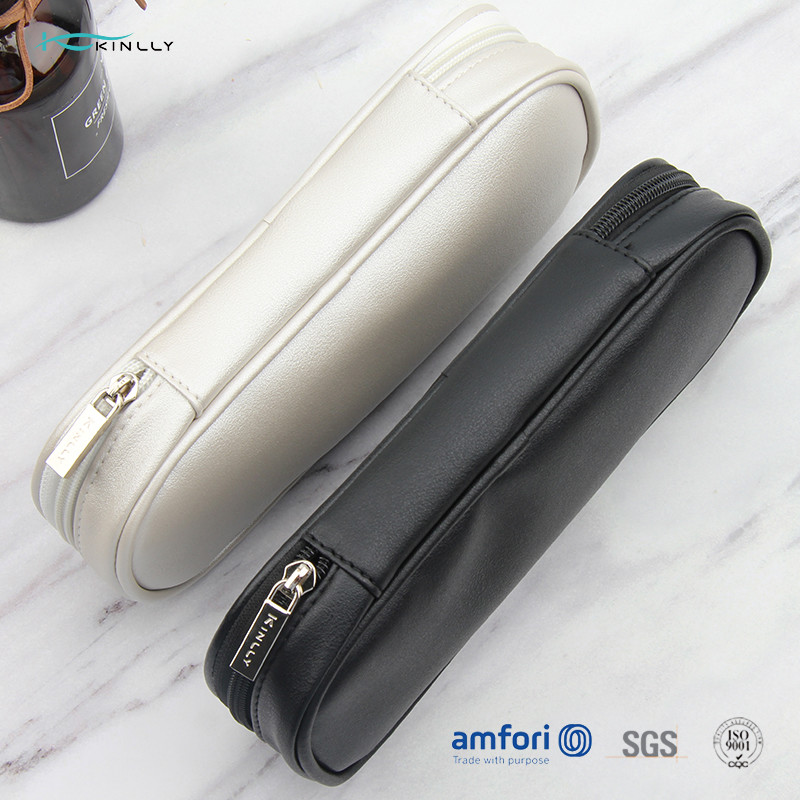Black White Poly Bag PU ODM Makeup Brush Bag