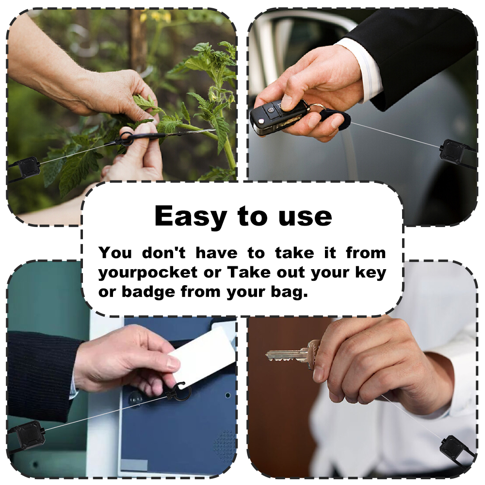 Deyi Badge Reel Heavy Duty Retractable Keychain Carabiner Key Holder Square ID